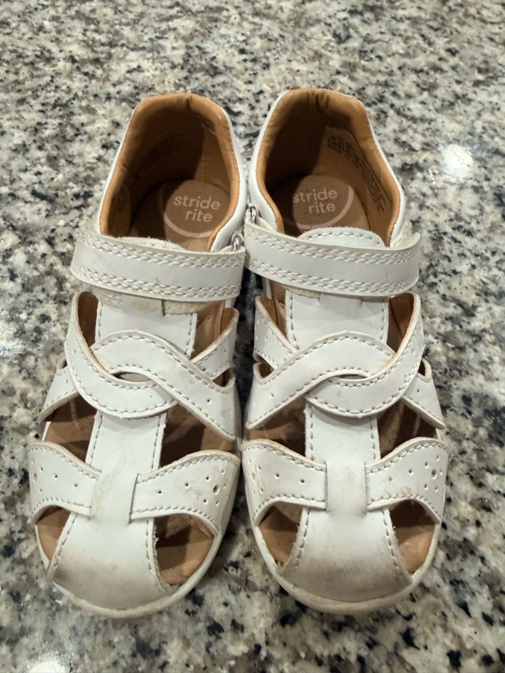 Stride Rite White Leather Toddler Sandals